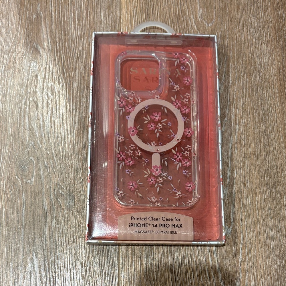 Sarina Clear iPhone 14 Pro Max Case with Pink Floral MagSafe Ring